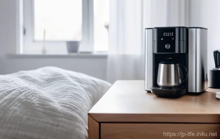 스마트 플러그와 타이머 플러그 비교 - **Prompt: Cozy Morning Coffee Automation with Smart Speaker**
    A serene morning scene in a bright...