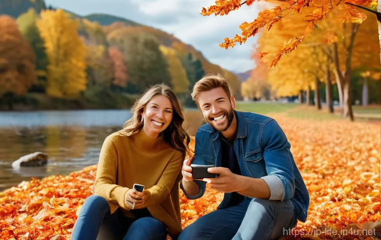 스마트폰 연결 무선 리모컨 추천 - **Prompt 1: Dynamic Group Photo with Wireless Remote**
    "A vibrant outdoor scene of a diverse gro...