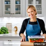효율적인 전자레인지 용기 추천 - **Prompt for Efficient Batch Cooking in a Modern Kitchen:**
    "A bright, clean, modern kitchen bat...
